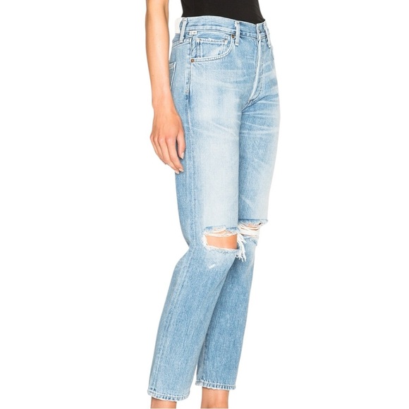 Citizens of Humanity Liya High Rise Classic Fit Crop in Torn, 28 - Picture 3 of 16